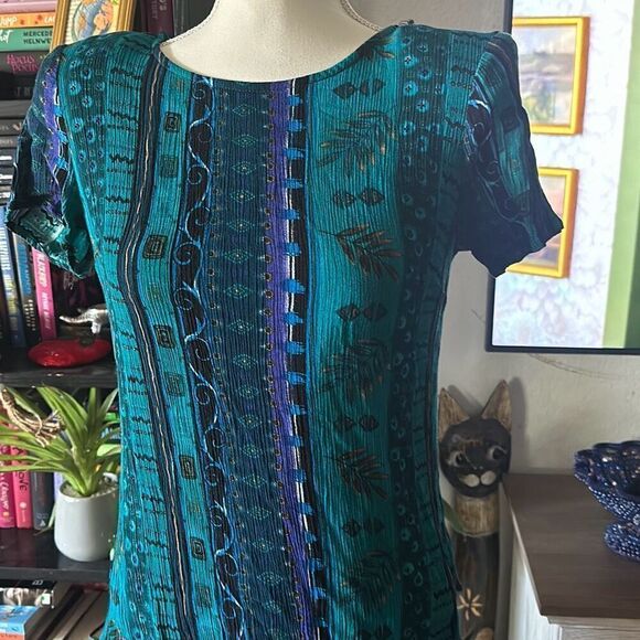 Always Caroline Size 10 Teal Vintage 90s dress Midi - Picture 2 of 9